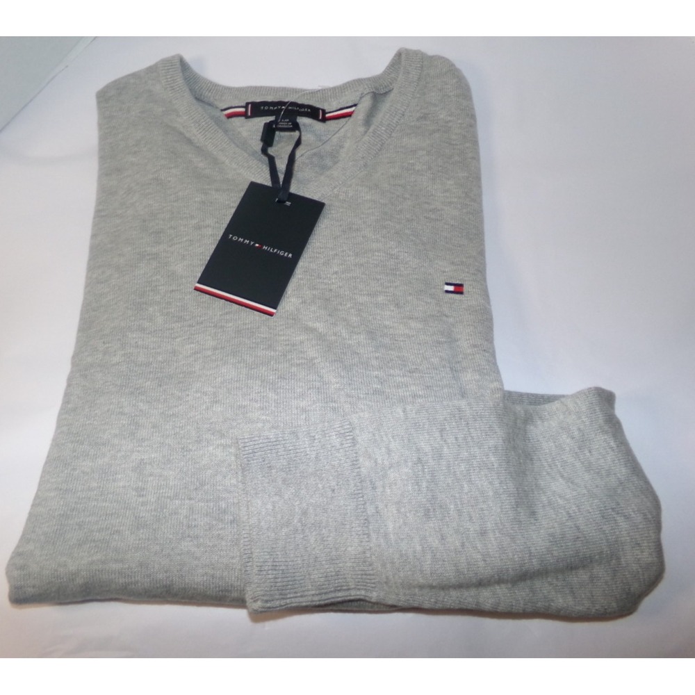 TOMMY HILFIGER‎ MENS PULLOVER V-NECK SWEATER ~SZ XXL~GRAY~NWT